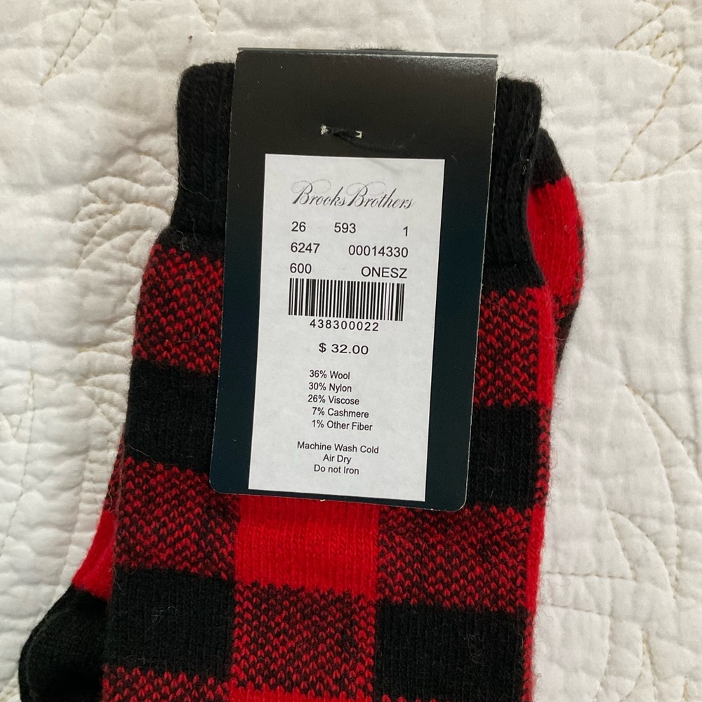 Brooks Brothers Black and Red Plaid Socks